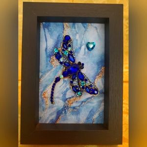 Blue Dragonfly in a Frame